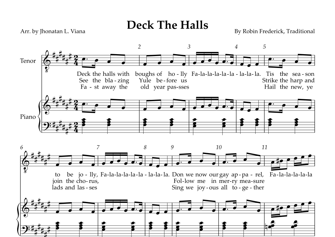 Deck The Halls (arr. Jhonatan Lucio Viana)