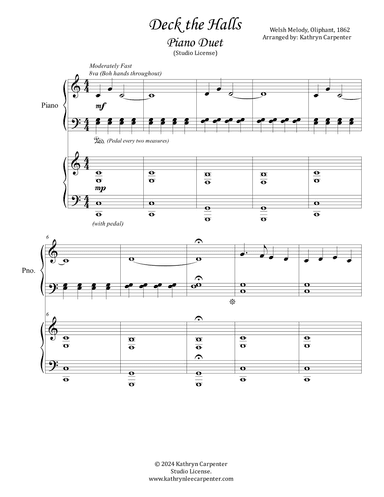 Deck the Halls (Piano Duet) (arr. Kathryn Carpenter)
