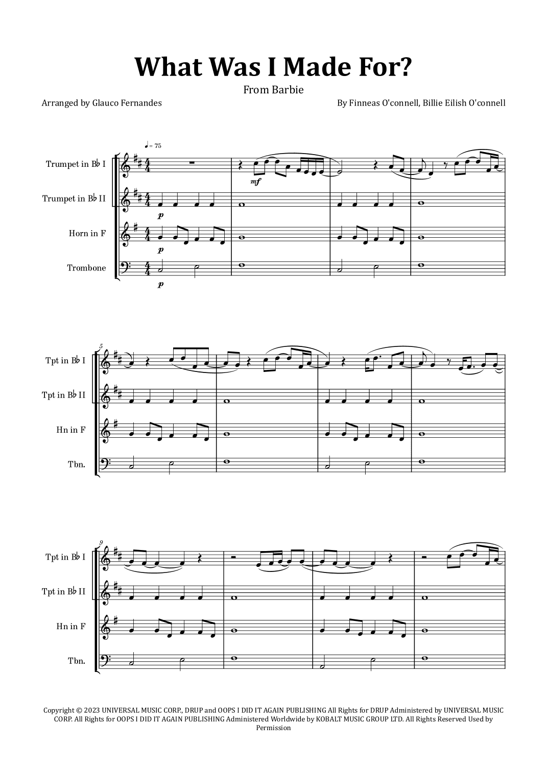 What Was I Made For? (arr. Glauco Fernandes)