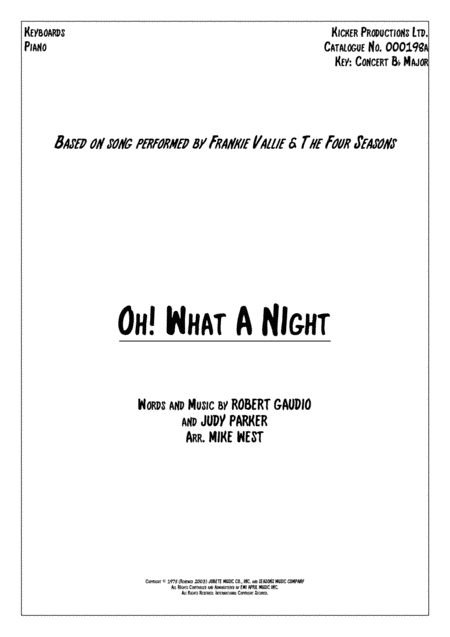December 1963 (oh, What A Night) (arr. Mike West)