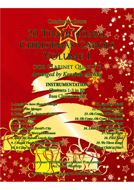 20 Traditional Christmas Carols Volume I (for Clarinet Quartet) (arr. Kenneth Abeling)