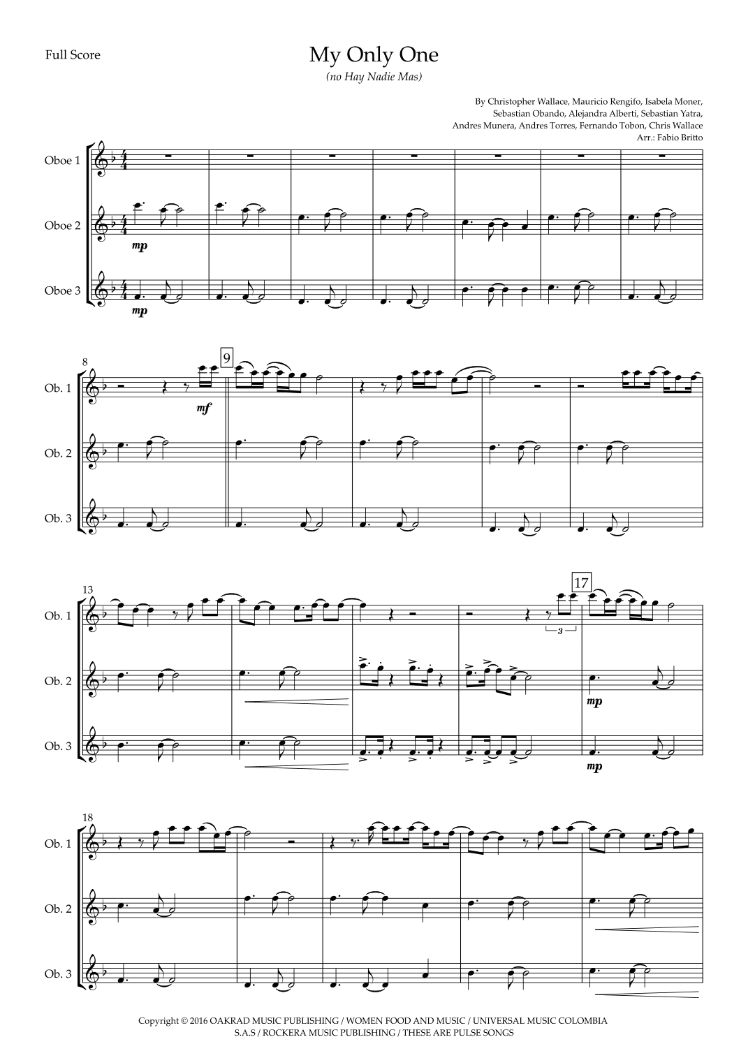 My Only One (no Hay Nadie Mas) (arr. Ottirb Sage)