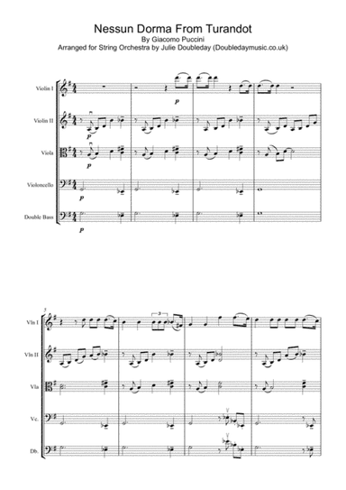 Puccini: Nessun Dorma for String Orchestra - Score and parts (arr. Julie Doubleday)