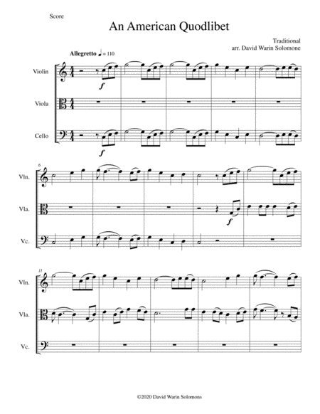 An American Quodlibet for string trio (arr. David Warin Solomons)