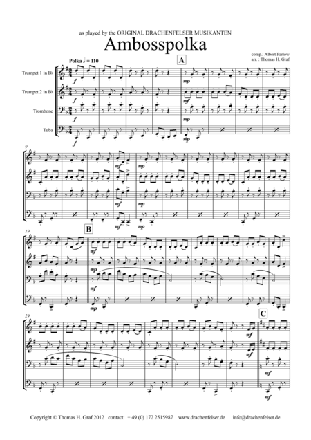 Amboss-Polka - German Polka - Oktoberfest - Brass Quartet (arr. Thomas H. Graf)