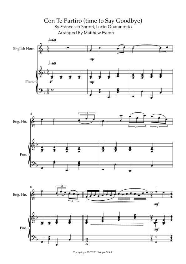 Con Te Partiro (time To Say Goodbye) (arr. Matthew pyeon)