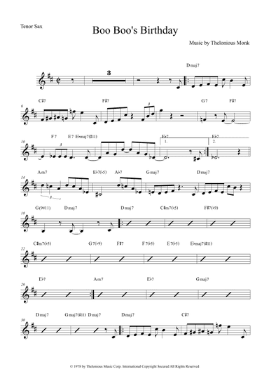 Boo Boo's Birthday (arr. The Sheet Music Library)