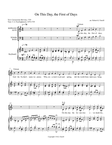 On This Day, the First of Days (arr. Robert G. Farrell)