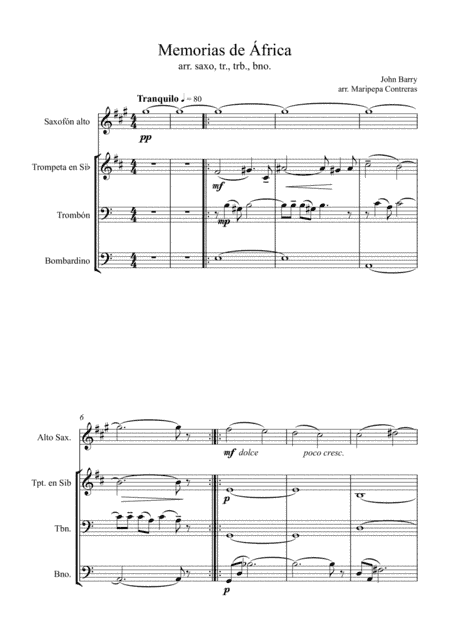 Memorias De Africa (arr. M. Contreras)