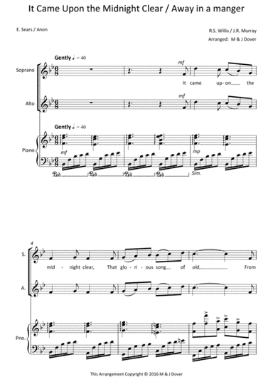 It Came Upon the Midnight Clear / Away in a Manger - SA - Two part Choir (arr. M & J Dover)