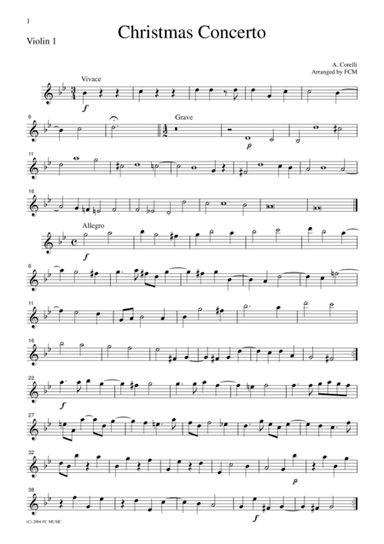 Corelli  Christmas Concerto, for string quartet, CC101 (arr. FCMUSIC)