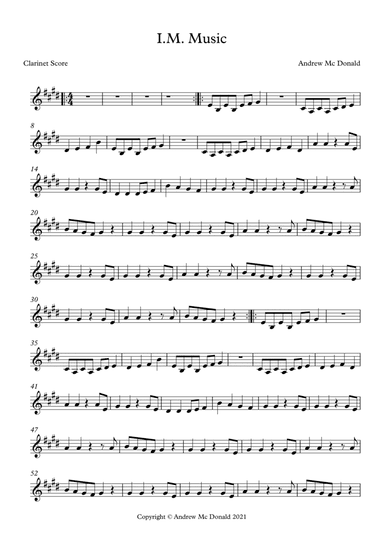 I.M. Music Bb Clarinet Score