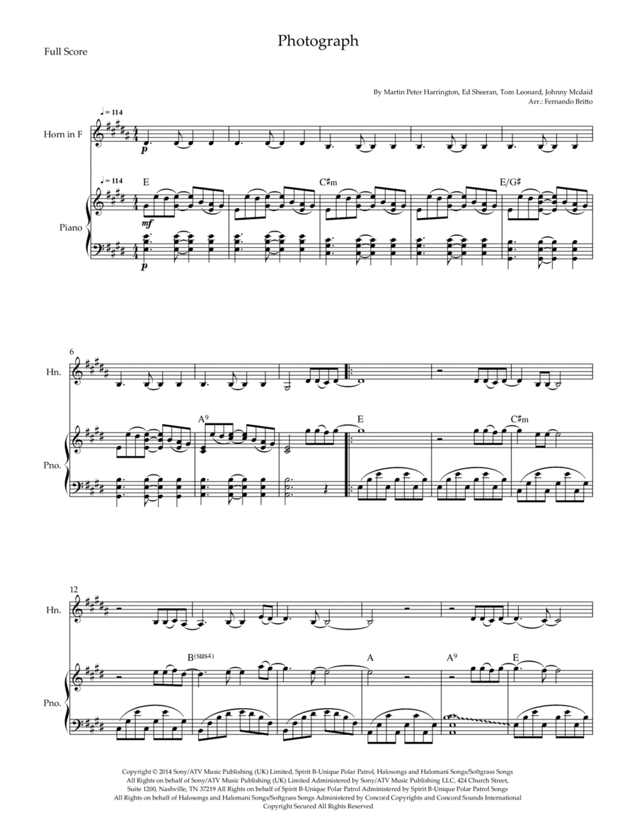 Photograph (arr. Fernando Britto)