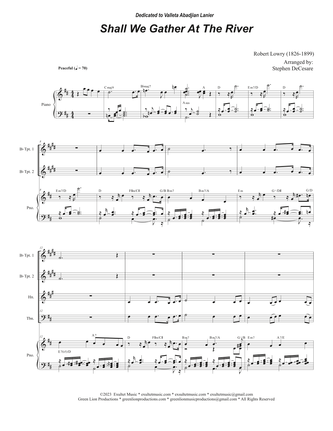 Shall We Gather At The River (Brass Quartet and Piano) (arr. Stephen DeCesare)