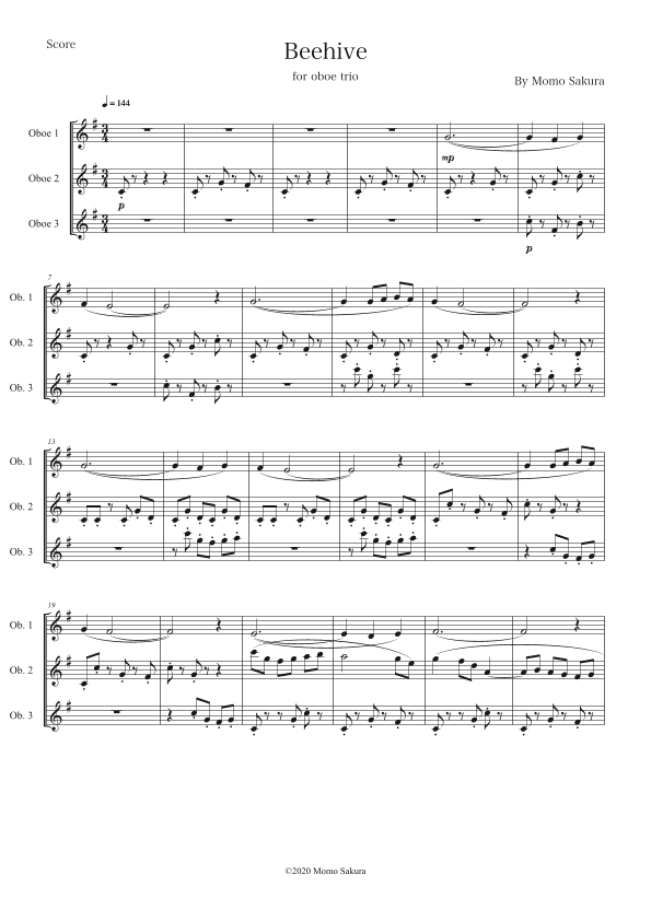 Beehive for 3 Oboes / Oboe Trio