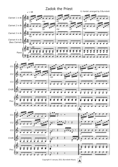 Zadok the Priest for Clarinet Quartet (arr. D.Burndrett)