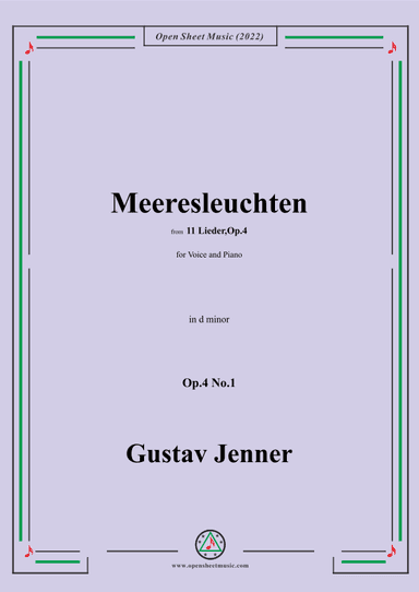 Jenner-Meeresleuchten,in d minor,Op.4 No.1 (arr. OSM Press)