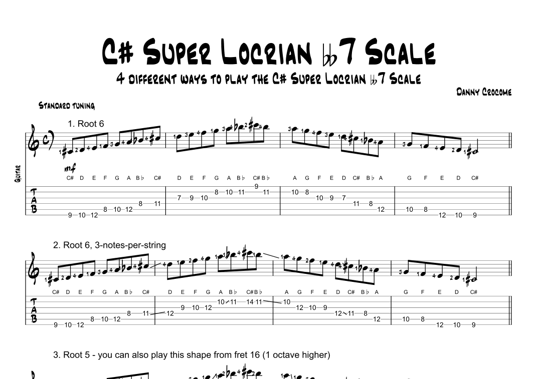 C# Super Locrian bb7 Scale (4 Ways to Play)