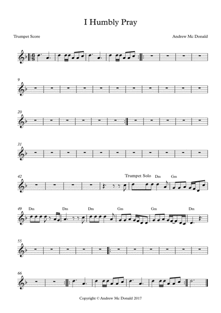 I Humbly Pray Bb Trumpet Score
