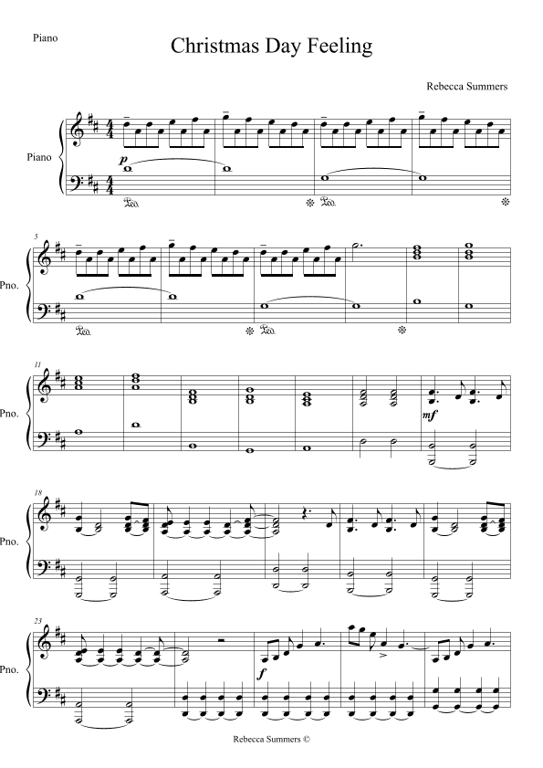 Christmas Day Feeling - (New! original! 2-Part Vocal and Piano - Piano part)