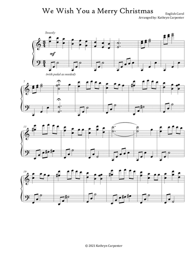 We Wish You a Merry Christmas (Advanced Intermediate) (arr. Kathryn Carpenter)