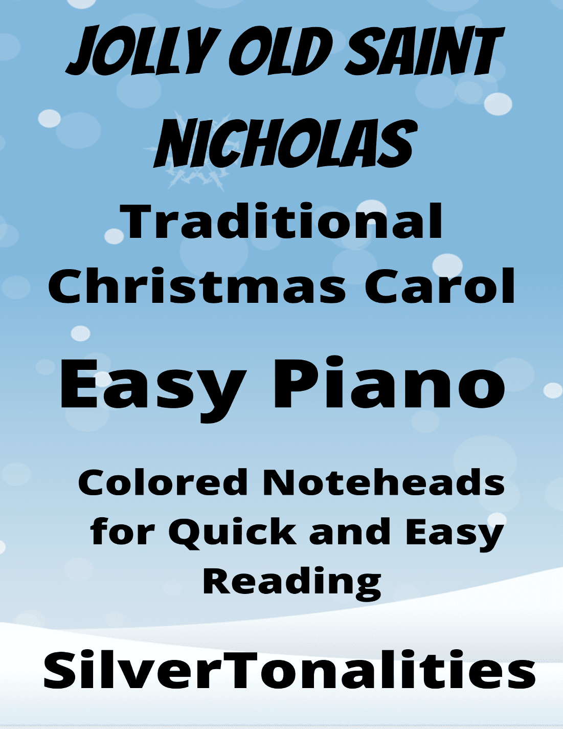 Jolly Old Saint Nicholas Easy Piano Sheet Music with Colored Notation (arr. SilverTonalities)