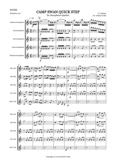 Camp Swan Quick Step for Saxophone Quintet (SAATB) (arr. Martin Todd)