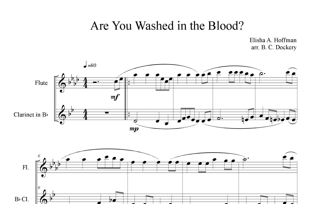 Are You Washed in the Blood? (Flute and Clarinet Duet) (arr. B. C. Dockery)
