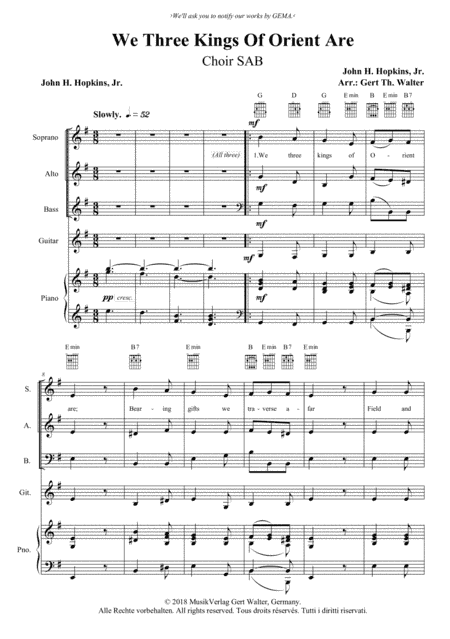 We Three Kings Of Orient Are (arr. Gert Th. Walter)