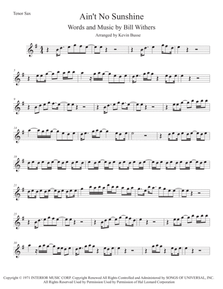 Ain't No Sunshine (arr. Kevin Busse)