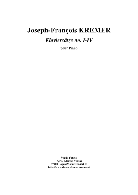 Joseph-François Kremer: Klaviersatzen no. 1-4