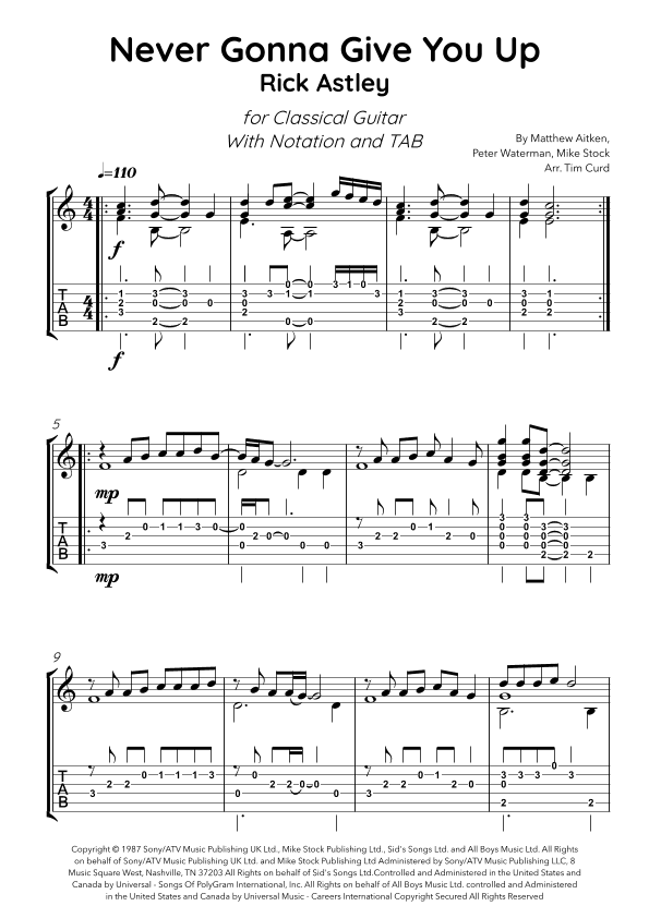 Never Gonna Give You Up (arr. Tim Curd)