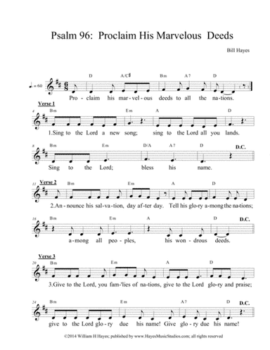 Psalm 96:  Proclaim His Marvelous Deeds