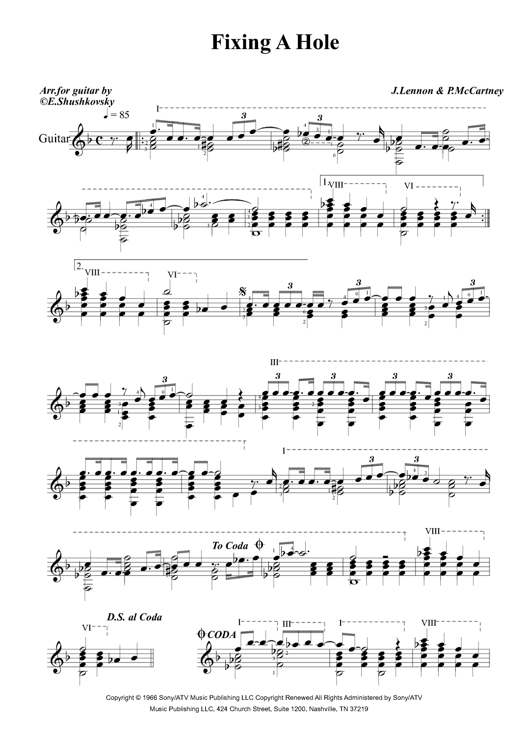 Fixing A Hole (arr. Evgeny Shushkovsky)