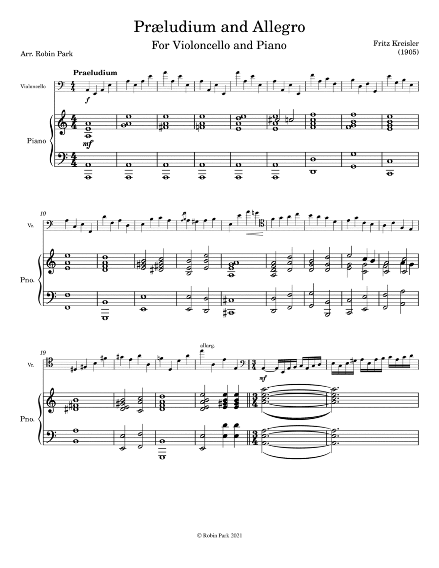 Praeludium and Allegro (arr. Robin Park)