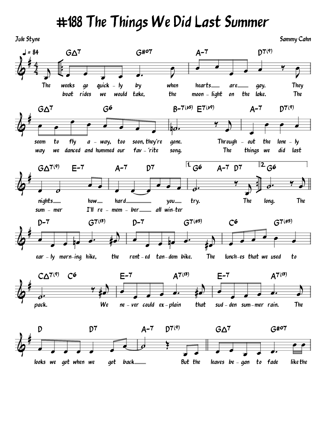 The Things We Did Last Summer (arr. John Fries)