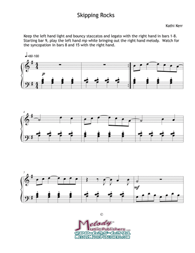 Piano solo late beginner - Skipping Rocks