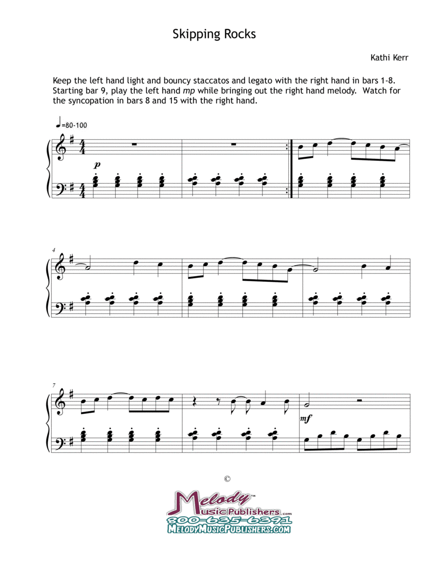 Piano solo late beginner - Skipping Rocks