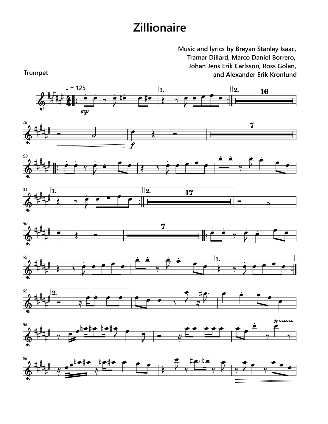Zillionaire (arr. David Lartey)