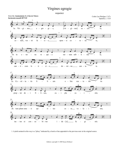 Sequence: Virgines egregie, from Anonymous 4: "Secret Voices" - Score Only (arr. Susan Hellauer)