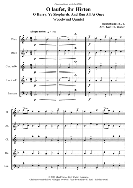 O Hurry, Ye Shepherds, And Run All At Once (arr. Gert Th. Walter)