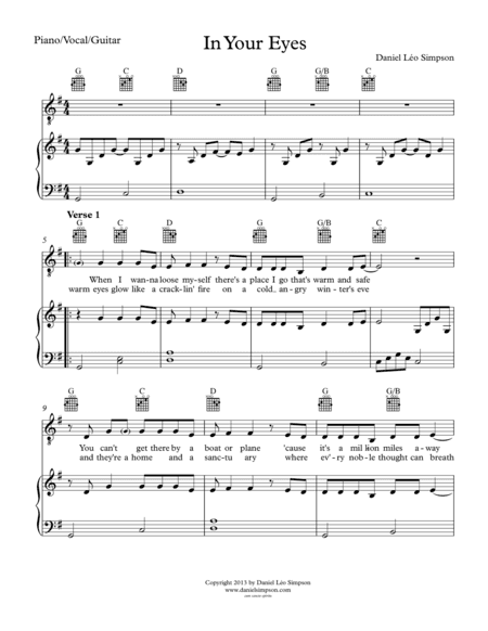 In Your Eyes (Piano/Vocal/Guitar)