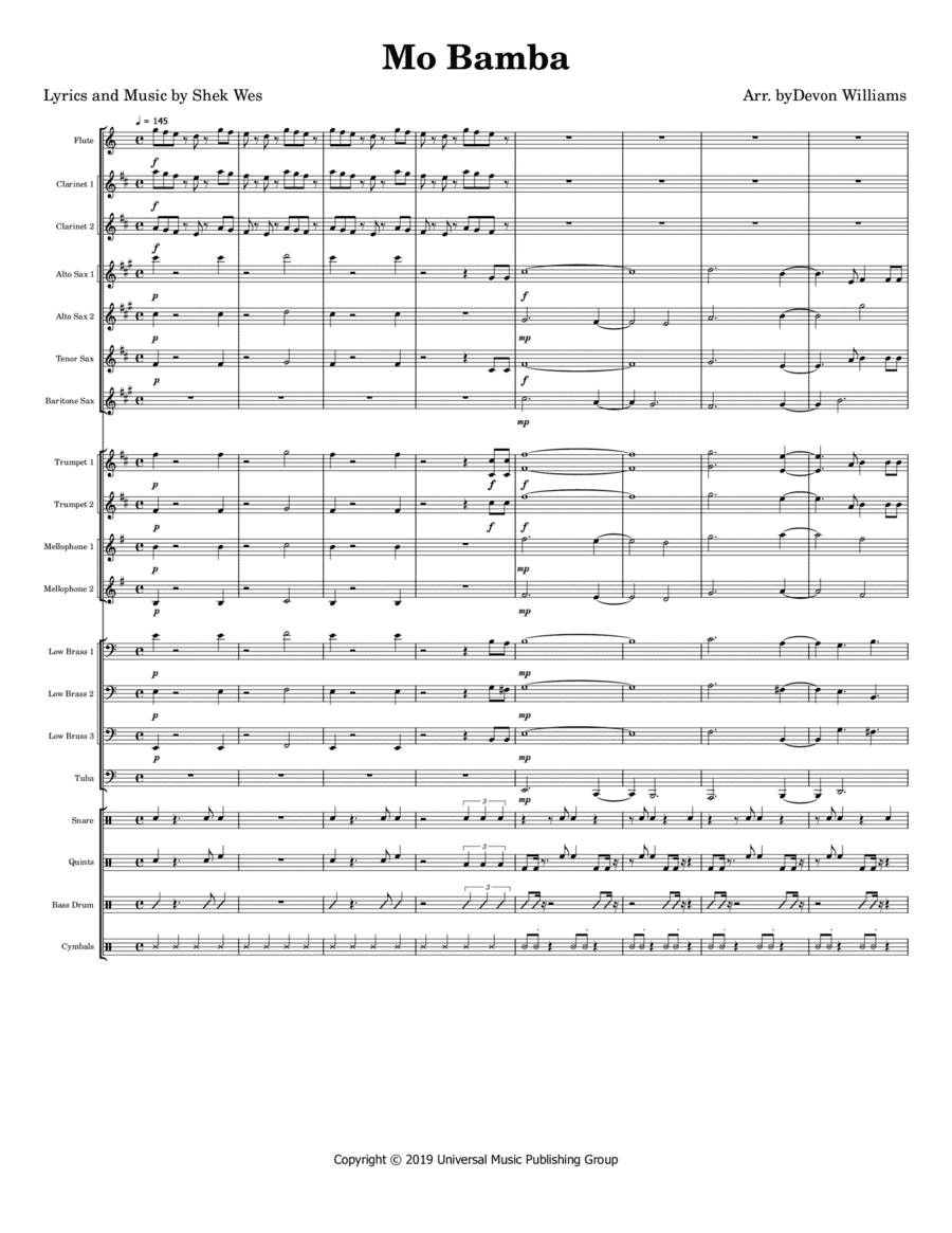 Mo Bamba (arr. Devon Williams)