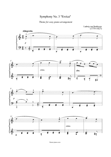 Beethoven - Theme from Symphony No. 3 "Eroica" (Easy piano arrangement) (arr. MPS)