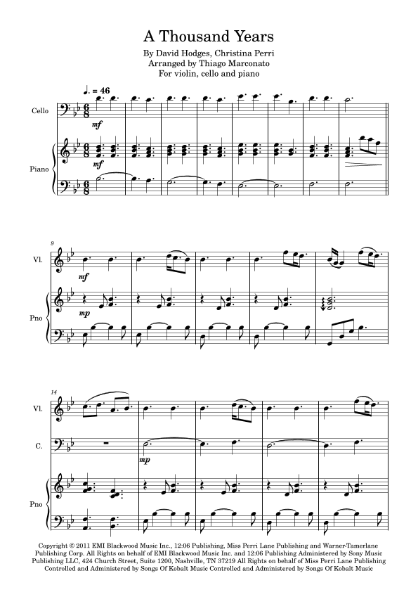 A Thousand Years (arr. Thiago Marconato)