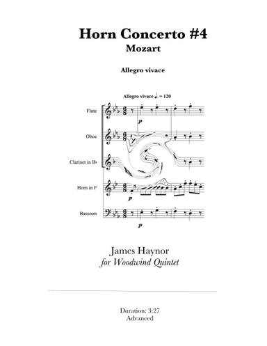 Horn Concerto #4 Finale for Woodwind Quintet (arr. James Haynor)
