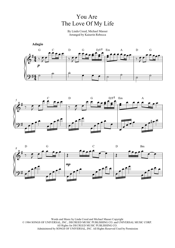You Are The Love Of My Life (the One Love Of My Life) (arr. Kaiserin Rebecca)