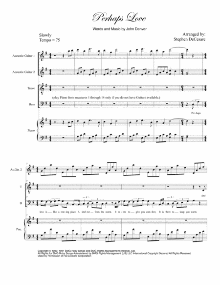 Perhaps Love (arr. Stephen DeCesare)