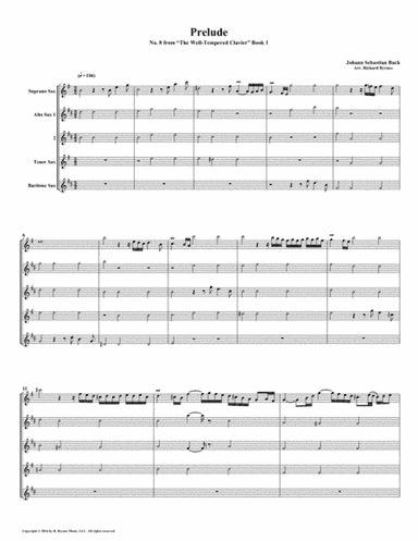 Prelude 08 from  Well-Tempered Clavier, Book 1 (Saxophone Quintet) (arr. Richard Byrnes)