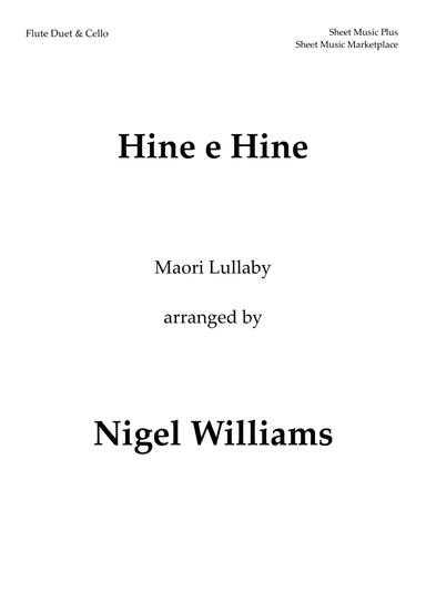 Hine e Hine (Maori Lullaby) for Two Flutes and Cello (arr. Nigel Williams)